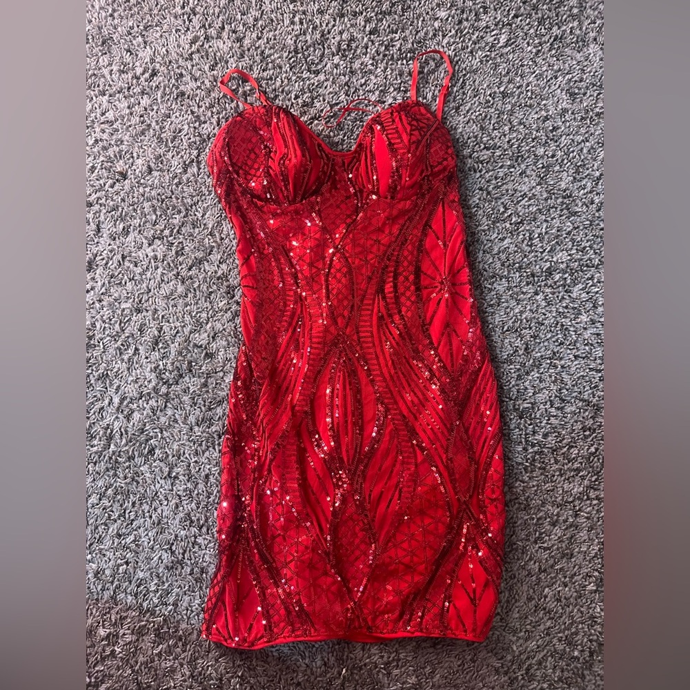 Red Sequin Mini Dress
